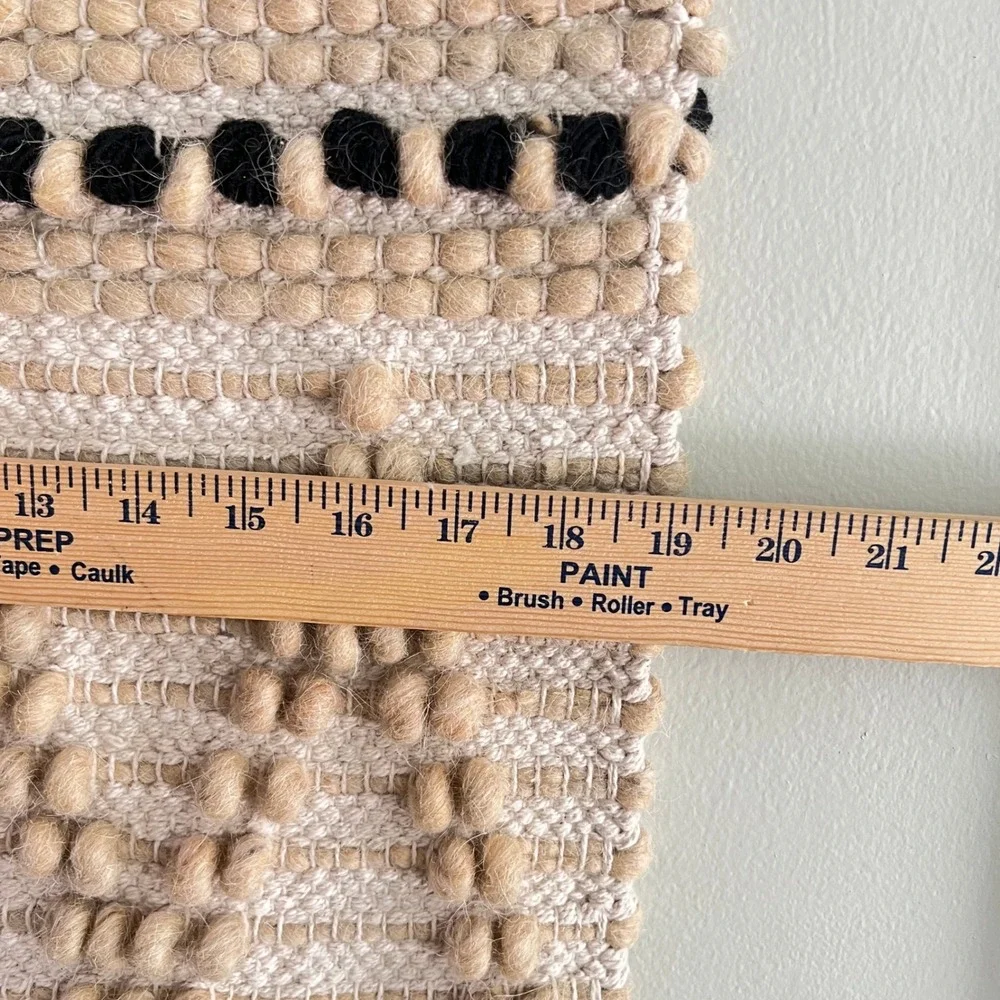 Retro Woven Wall Hanging‎ Home Decor Large Textured Fringe Cream Boho Tribal
